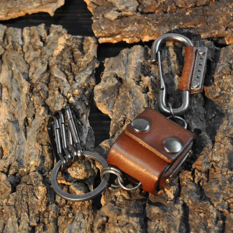 Portachiavi in pelle con design a forma di mini dadi vintage - Marrone - image 9