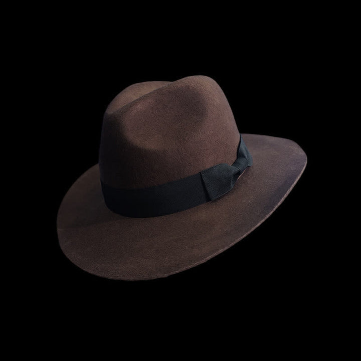 Cappello da cowboy con fiocco e nodo in nastro nero tinta unita