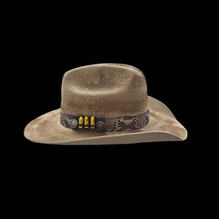 Cappello da cowboy con nastro a motivo pelle di serpente Bullet Decors