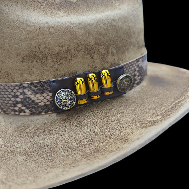 Cappello da cowboy con nastro a motivo pelle di serpente Bullet Decors