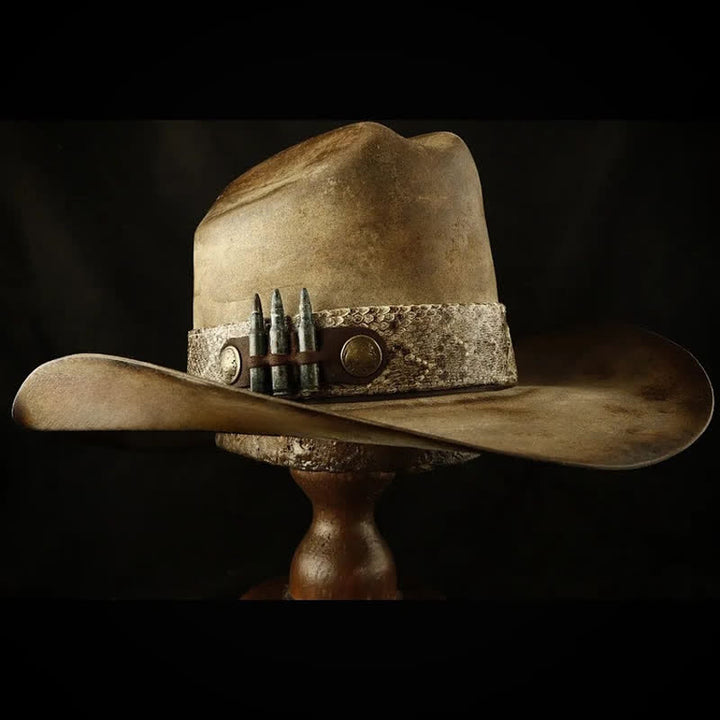 Cappello da cowboy con nastro a motivo pelle di serpente Bullet Decors