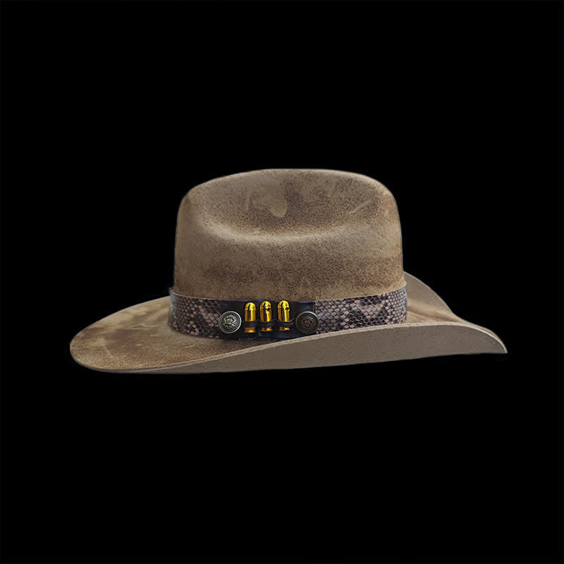 Cappello da cowboy con nastro a motivo pelle di serpente Bullet Decors