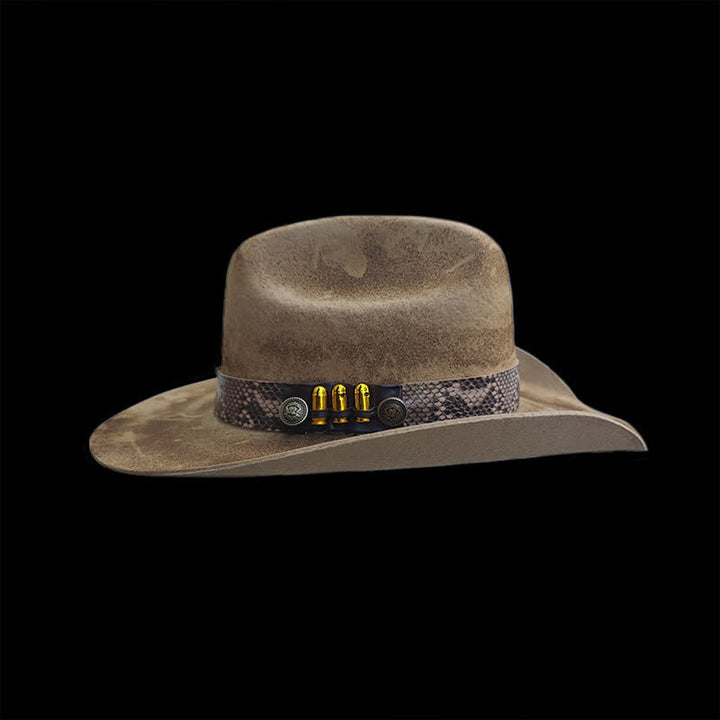 Cappello da cowboy con nastro a motivo pelle di serpente Bullet Decors