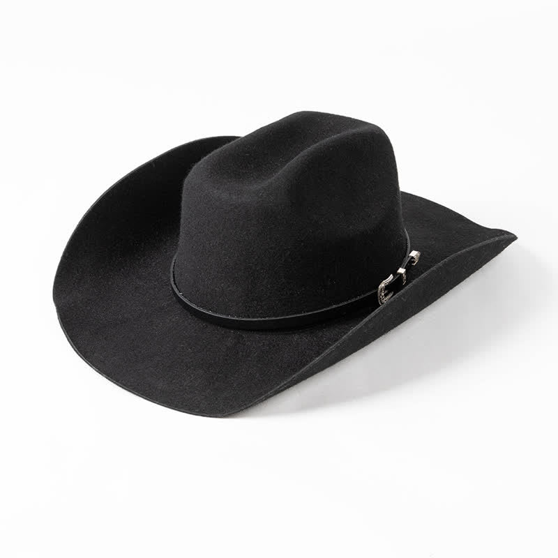 Cappello da cowboy con cinturino in pelle nera di vari colori