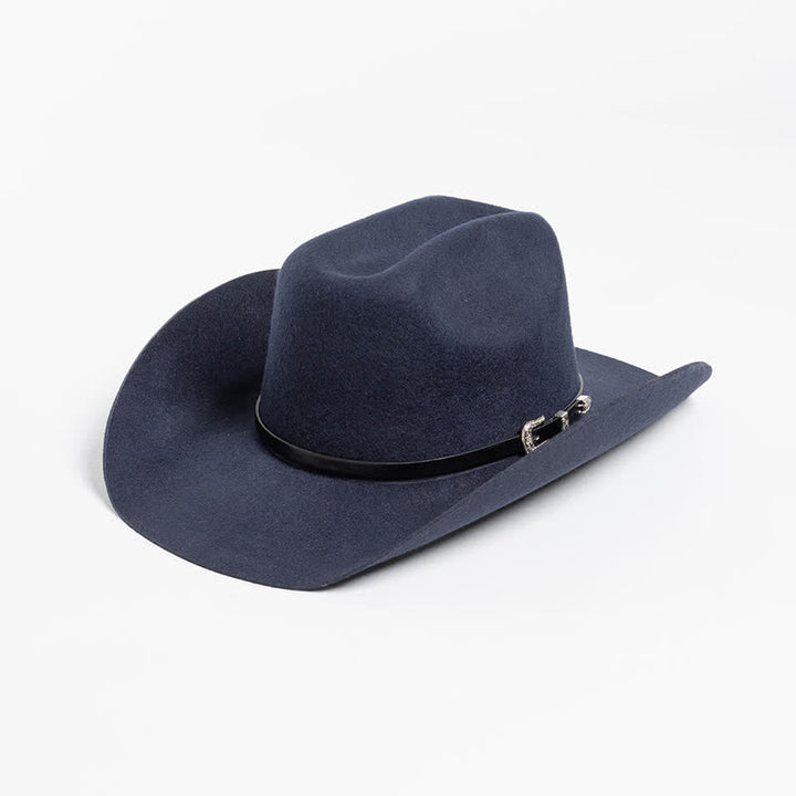 Cappello da cowboy con cinturino in pelle nera di vari colori
