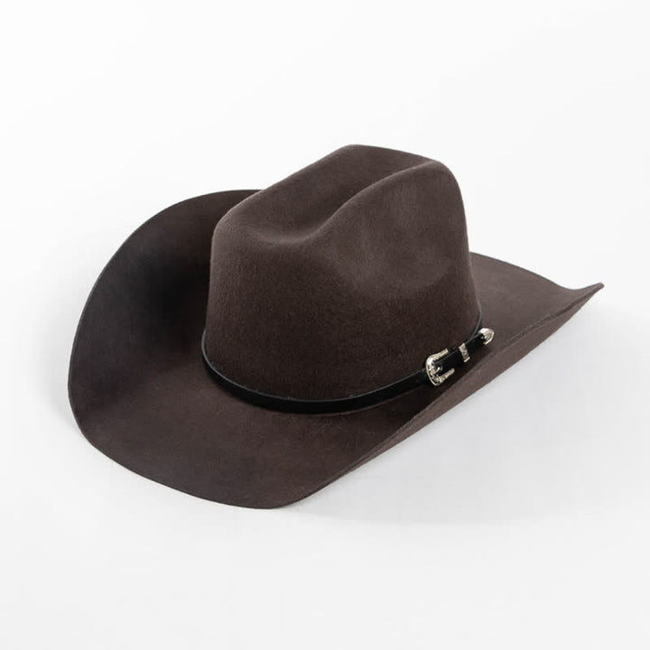 Cappello da cowboy con cinturino in pelle nera di vari colori