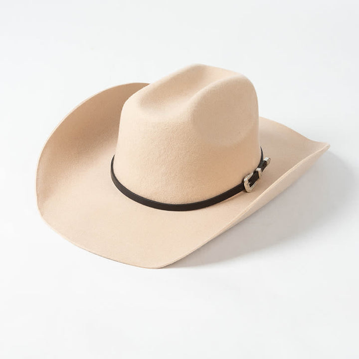 Cappello da cowboy con cinturino in pelle nera di vari colori