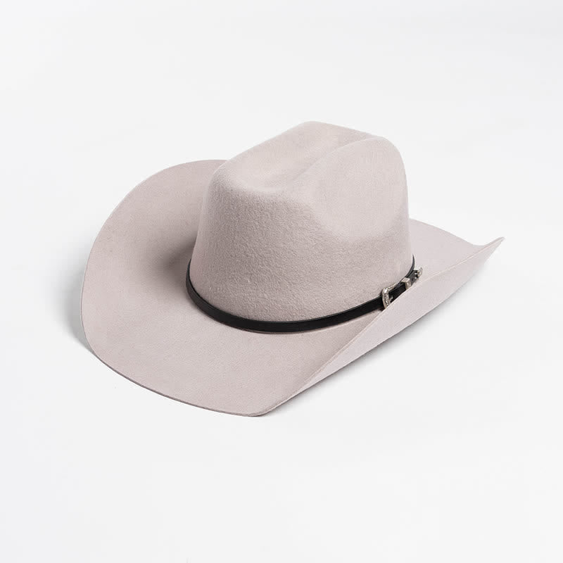 Cappello da cowboy con cinturino in pelle nera di vari colori