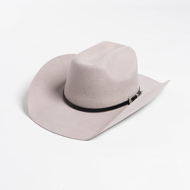 Cappello da cowboy con cinturino in pelle nera di vari colori