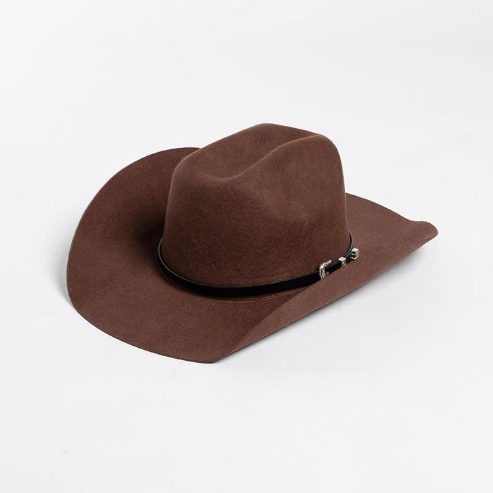 Cappello da cowboy con cinturino in pelle nera di vari colori