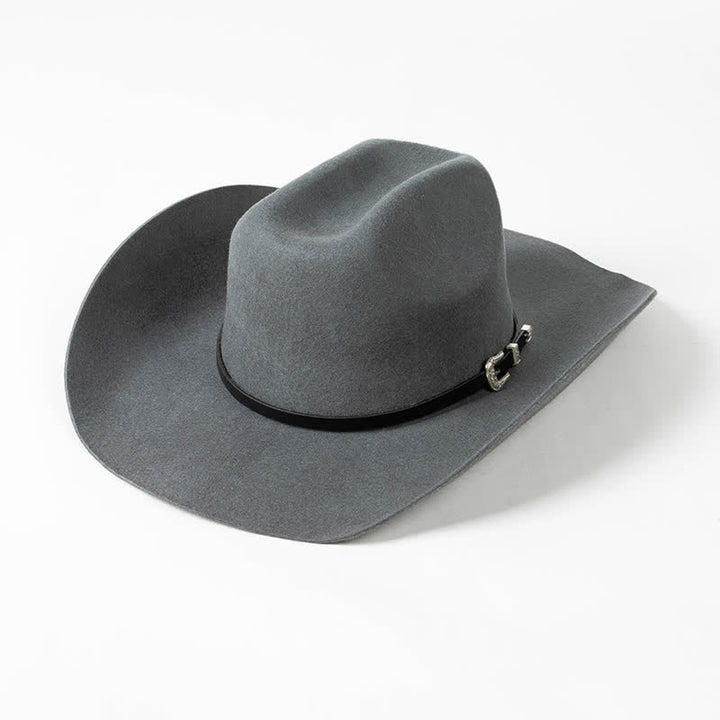 Cappello da cowboy con cinturino in pelle nera di vari colori