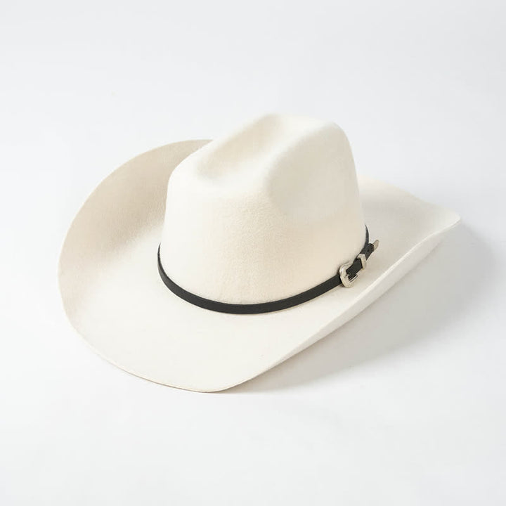 Cappello da cowboy con cinturino in pelle nera di vari colori