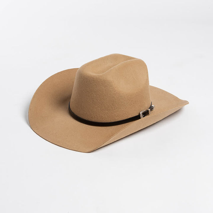 Cappello da cowboy con cinturino in pelle nera di vari colori