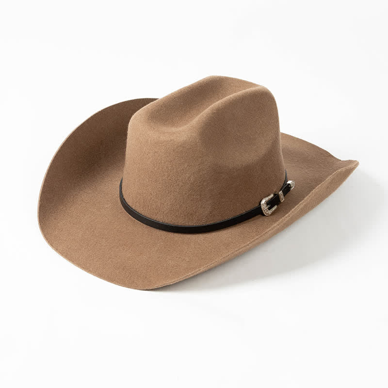 Cappello da cowboy con cinturino in pelle nera di vari colori