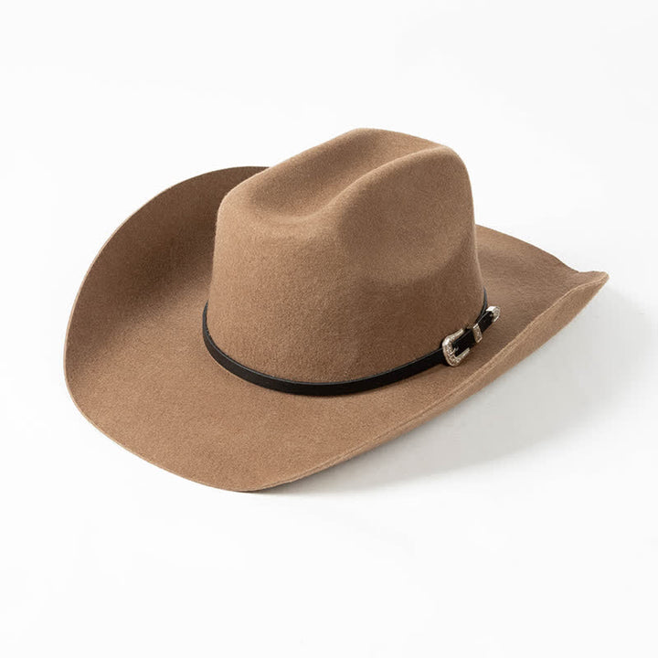 Cappello da cowboy con cinturino in pelle nera di vari colori