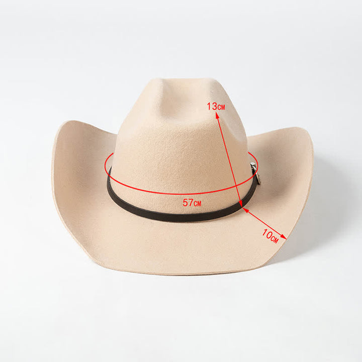 Cappello da cowboy con cinturino in pelle nera di vari colori