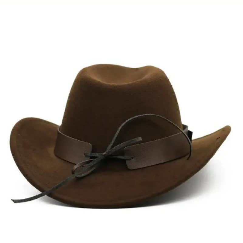 Cappello da cowboy in feltro con cinturino a forma di testa di bue Western Wild Bull