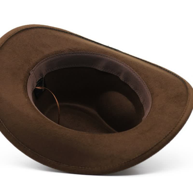 Cappello da cowboy in feltro con cinturino a forma di testa di bue Western Wild Bull