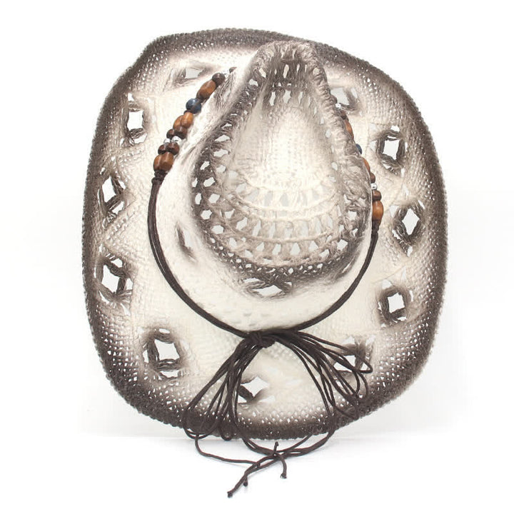Cappello di paglia da cowboy e cowgirl con perline traforate Boho
