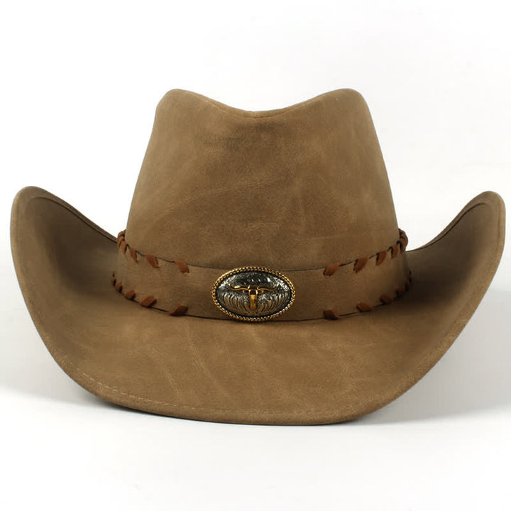 Cappello da cowboy western a tesa larga per esterni color cachi scuro