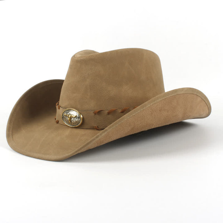Cappello da cowboy western a tesa larga per esterni color cachi scuro
