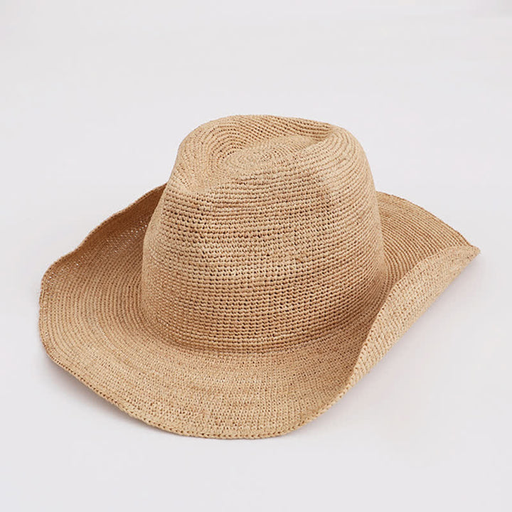 Cappello da spiaggia con parasole in rafia naturale
