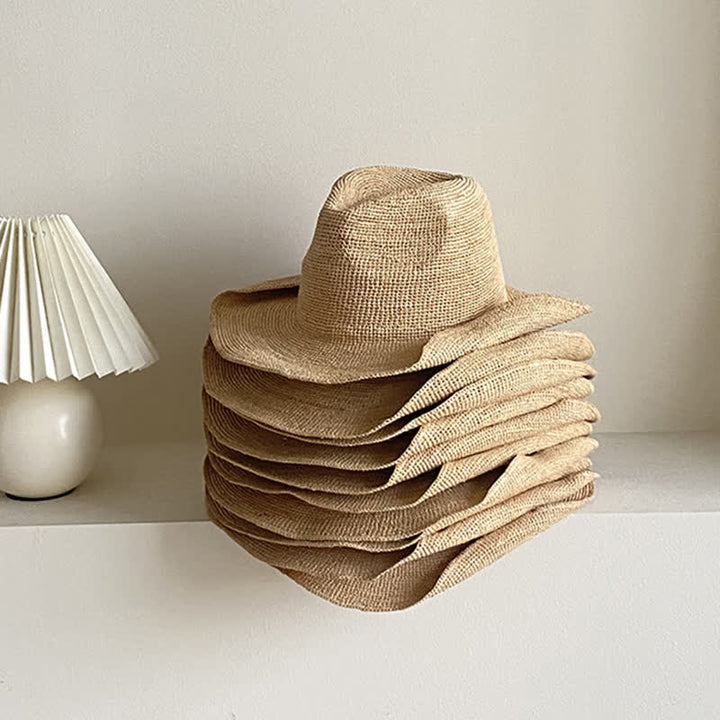 Cappello da spiaggia con parasole in rafia naturale