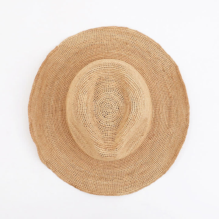 Cappello da spiaggia con parasole in rafia naturale