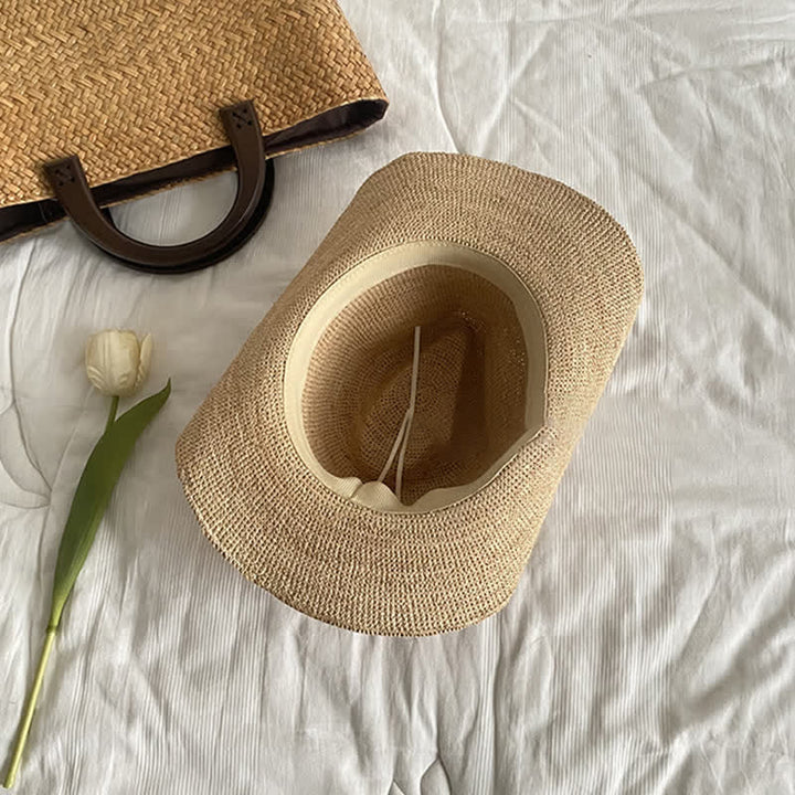 Cappello da spiaggia con parasole in rafia naturale