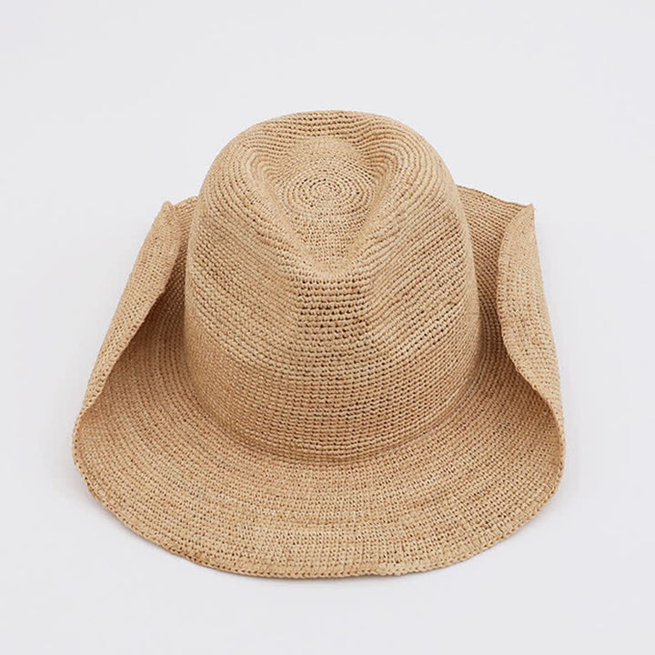 Cappello da spiaggia con parasole in rafia naturale