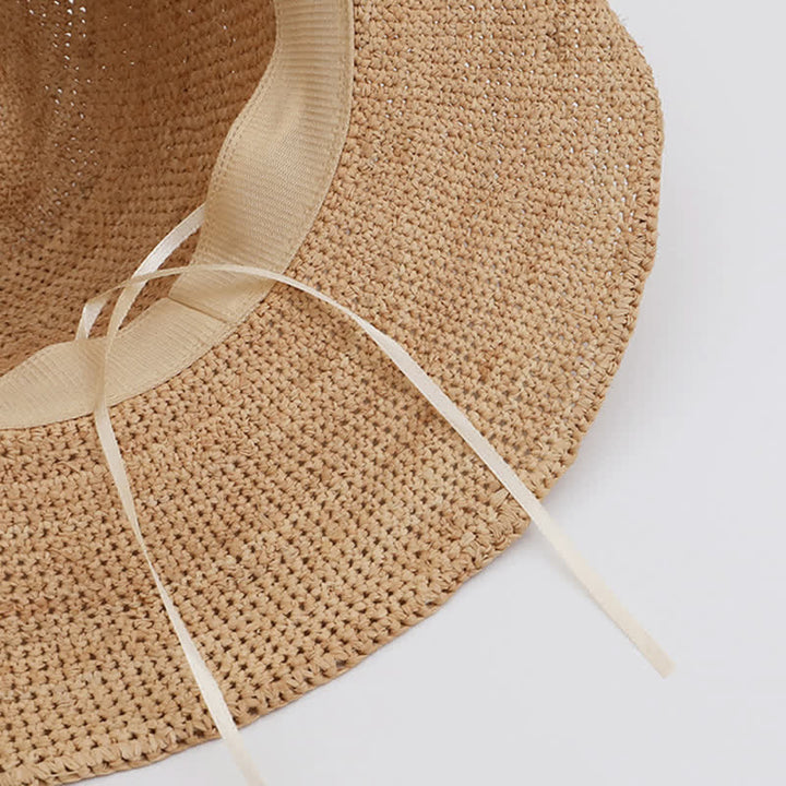 Cappello da spiaggia con parasole in rafia naturale