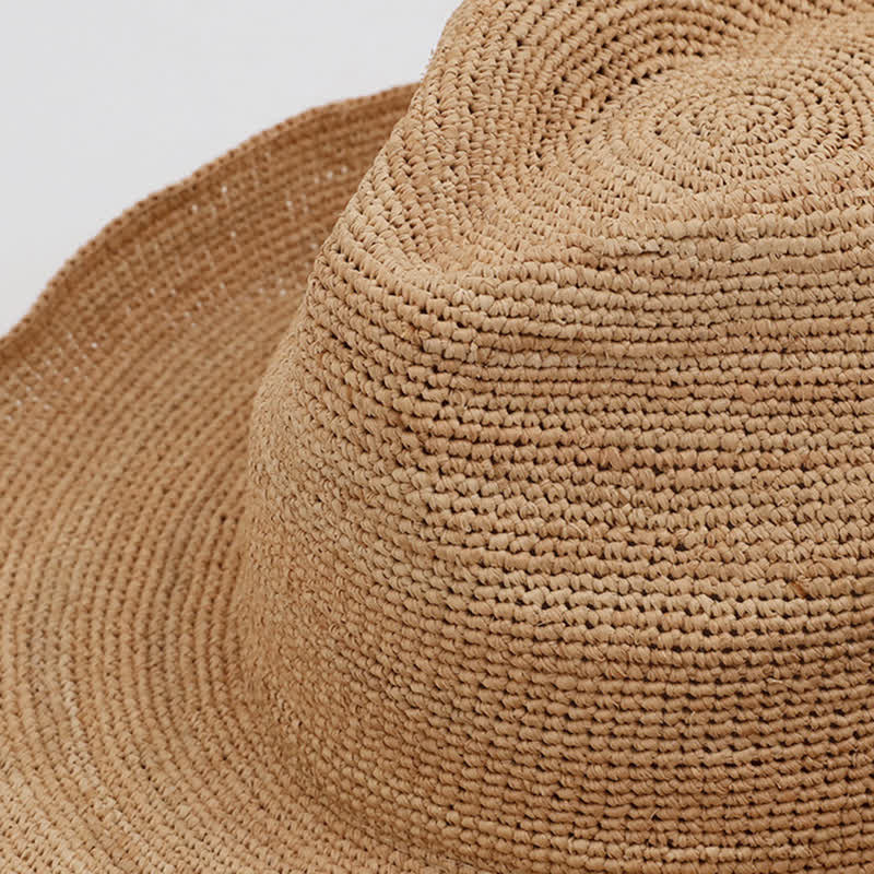 Cappello da spiaggia con parasole in rafia naturale