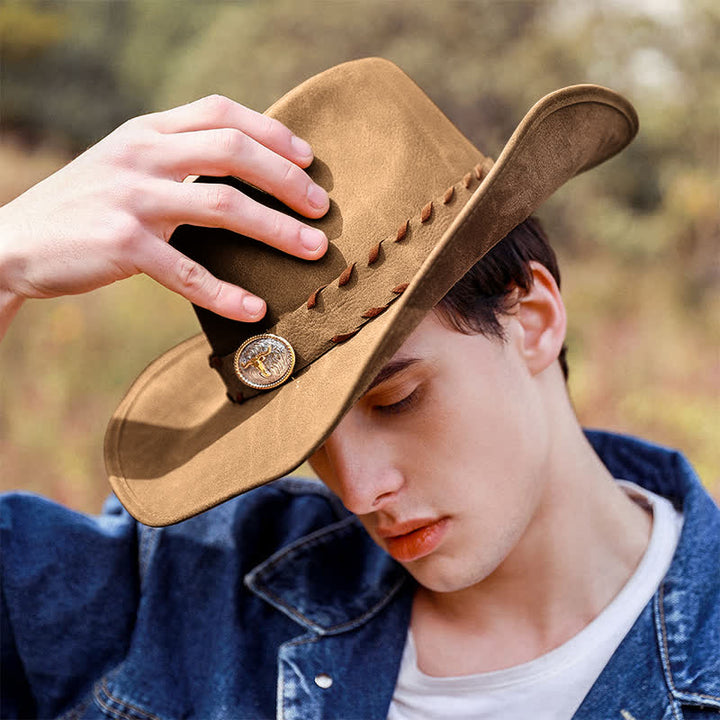 Cappello da cowboy western a tesa larga per esterni color cachi scuro