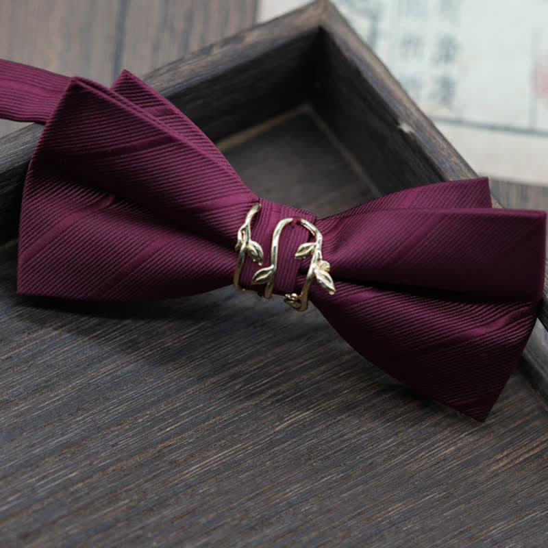 Papillon da uomo in twill a forma di ramo in metallo dorato