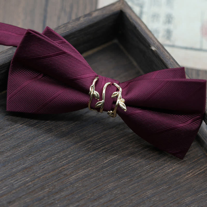 Papillon da uomo in twill a forma di ramo in metallo dorato