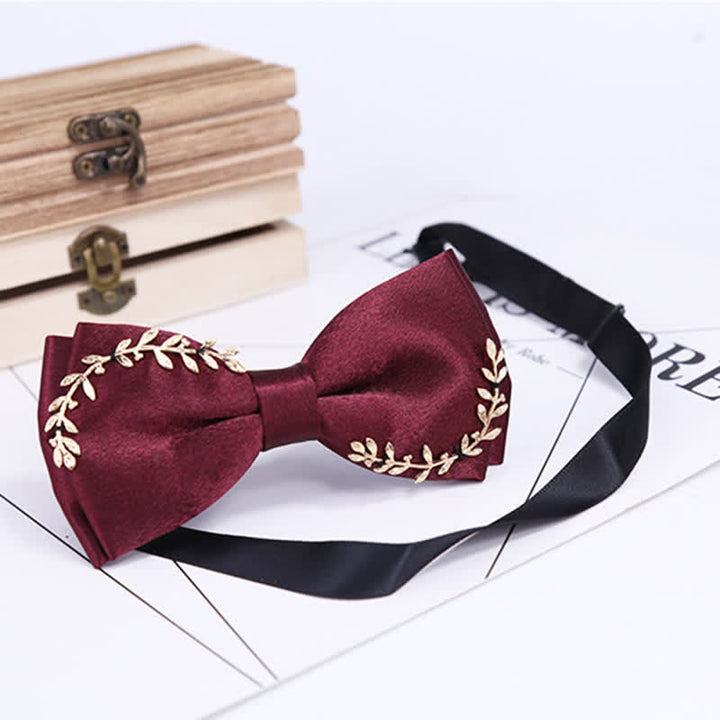 Papillon da uomo con decorazione in foglia di metallo con applicazione in oro