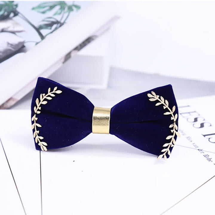 Papillon da uomo con decorazione in foglia di metallo con applicazione in oro
