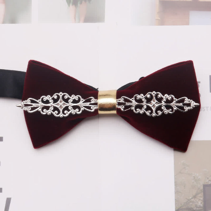 Papillon da uomo in metallo floreale color bordeaux scuro, oro e argento - Stile n. 4 - image 3