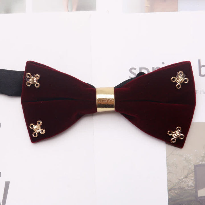Papillon da uomo in metallo floreale color bordeaux scuro, oro e argento - Stile n. 5 - image 4