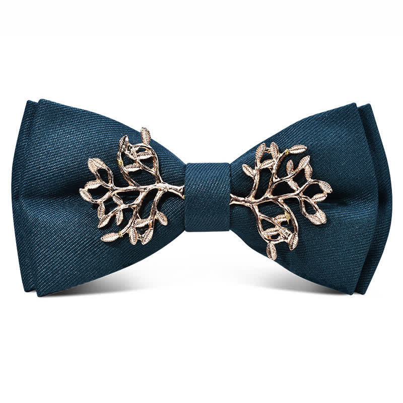 Papillon da uomo con foglie a forma di fiore in metallo color oro bordeaux scuro - Stile n. 2 - image 1
