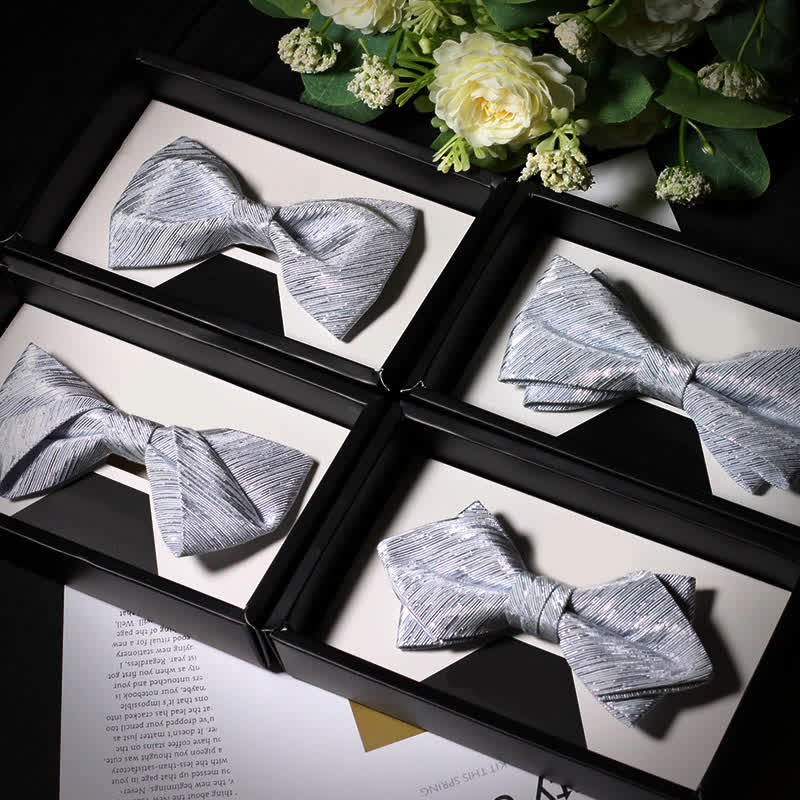 Papillon in twill della serie Sparkle Silver Gray da uomo