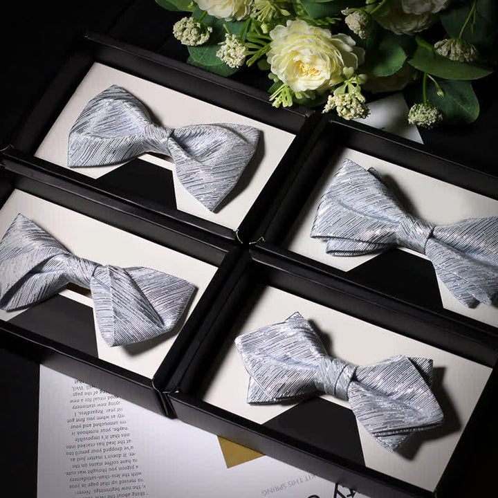 Papillon in twill della serie Sparkle Silver Gray da uomo