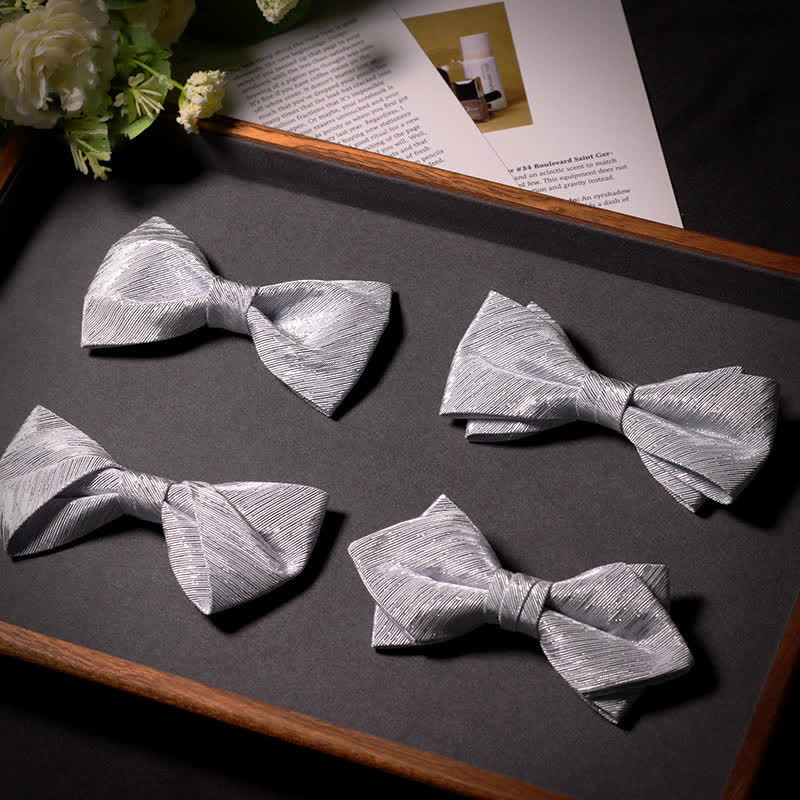 Papillon in twill della serie Sparkle Silver Gray da uomo