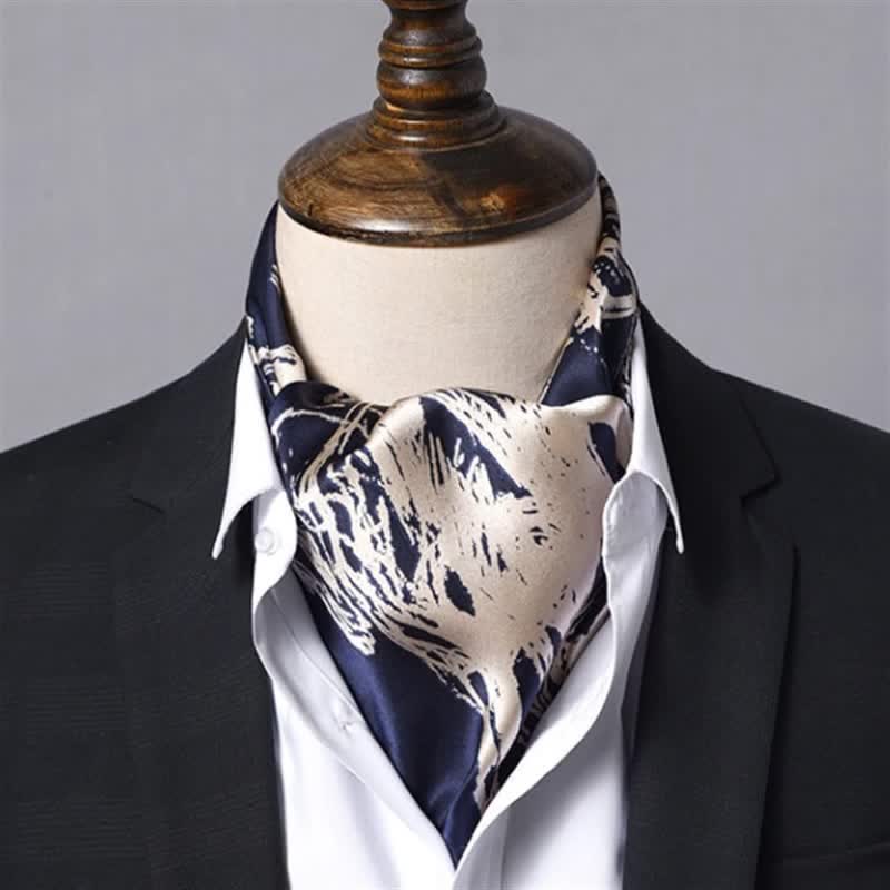 Sciarpa quadrata con stampa astratta di cavalli blu navy e beige
