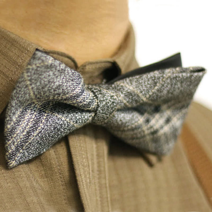 Papillon da uomo in cotone scozzese grigio scuro in stile britannico - Grigio scuro - image 0