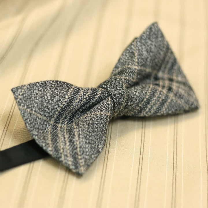 Papillon da uomo in cotone scozzese grigio scuro in stile britannico