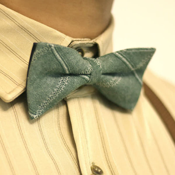 Papillon da uomo in cotone scozzese stile britannico verde mare medio