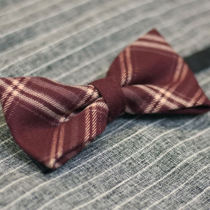 Papillon da uomo in cotone scozzese stile britannico bordeaux