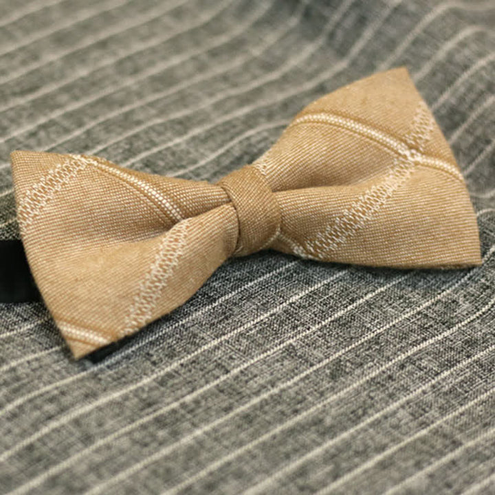 Papillon da uomo in cotone a quadri stile britannico color cachi