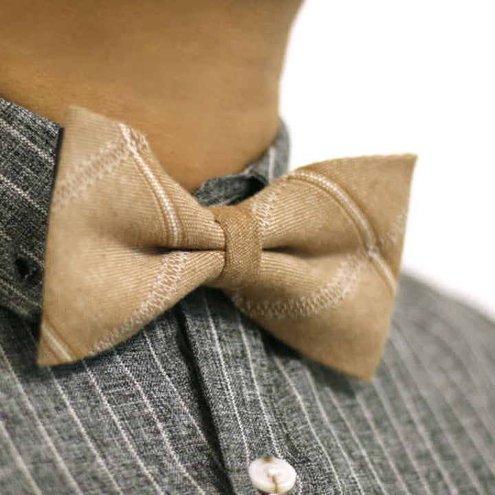 Papillon da uomo in cotone a quadri stile britannico color cachi